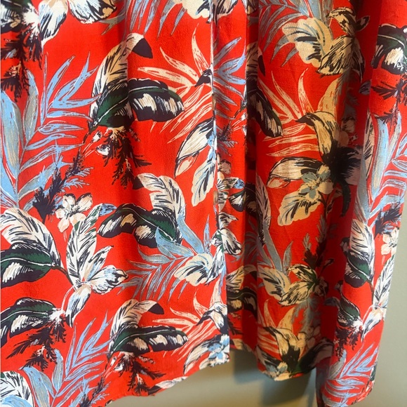LOFT Orange Tropical Floral Maxi Button Up Dress with Tie Waist size 6 - Picture 6 of 13